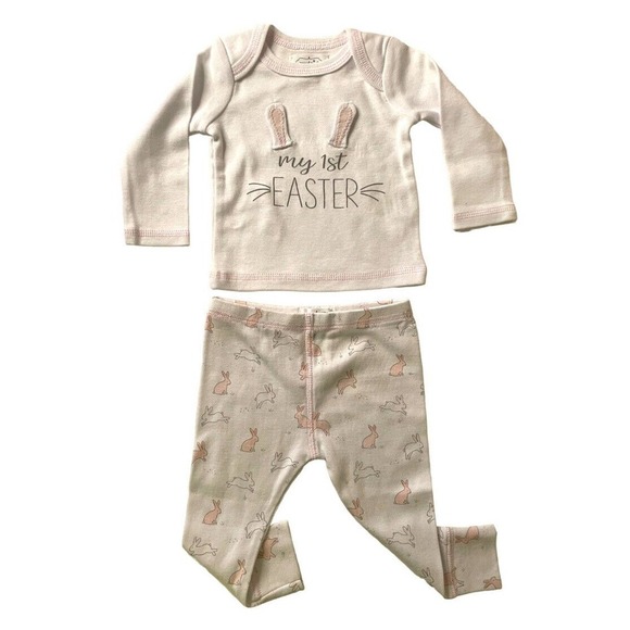 MudPie My 1st Easter 2 Piece Bunny Set Top & Pants Baby Girl Newborn 0-3M New - Picture 1 of 8